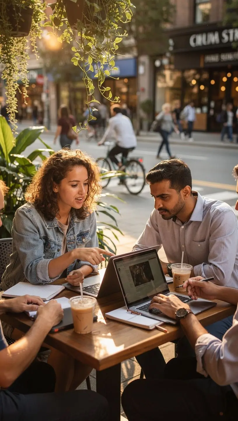 Community members collaborating to share knowledge insights.